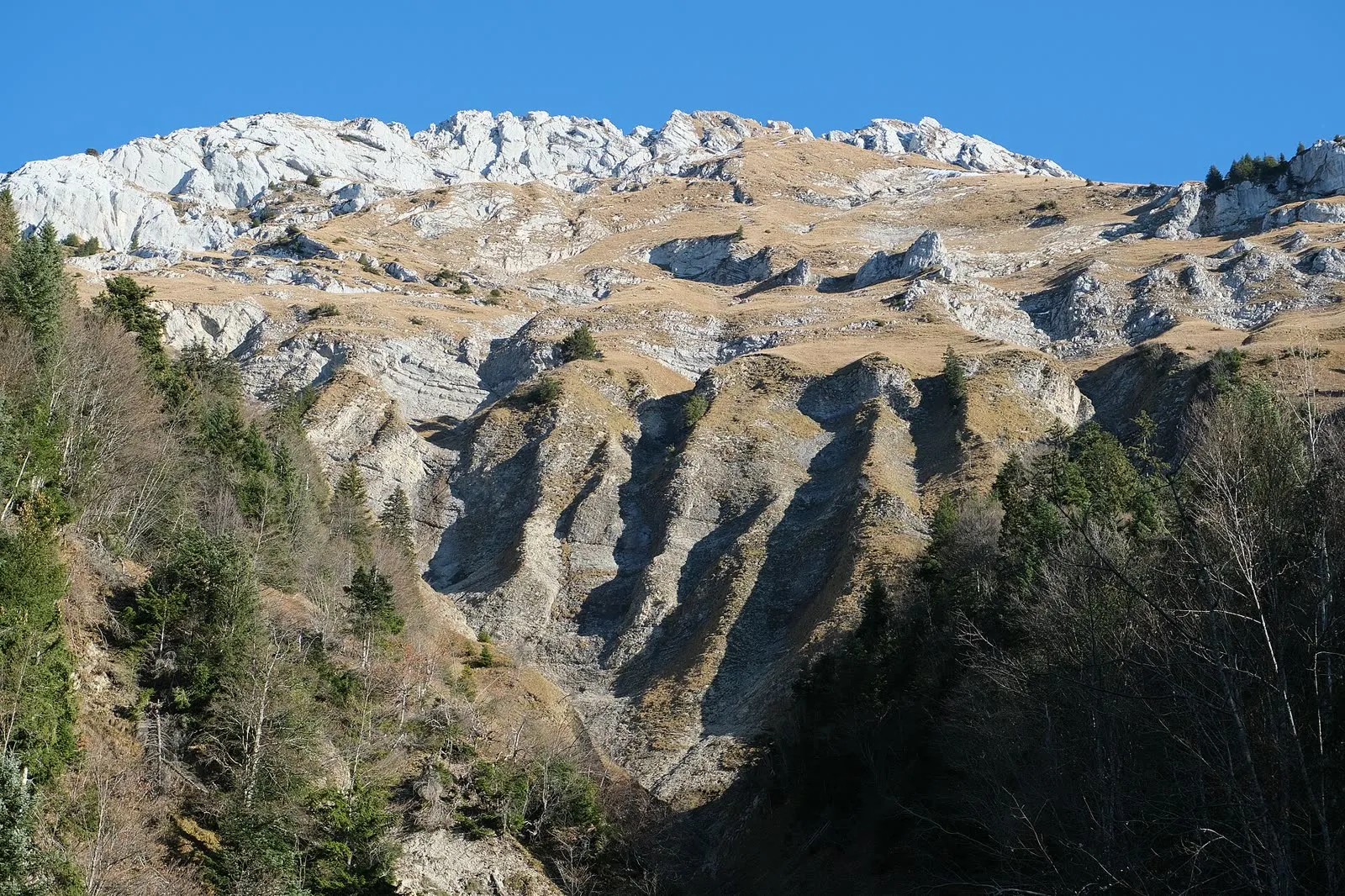 Les pentes de Talloires-Montmin, sur la rive est du lac d'Annecy, où se concentrent les canyons