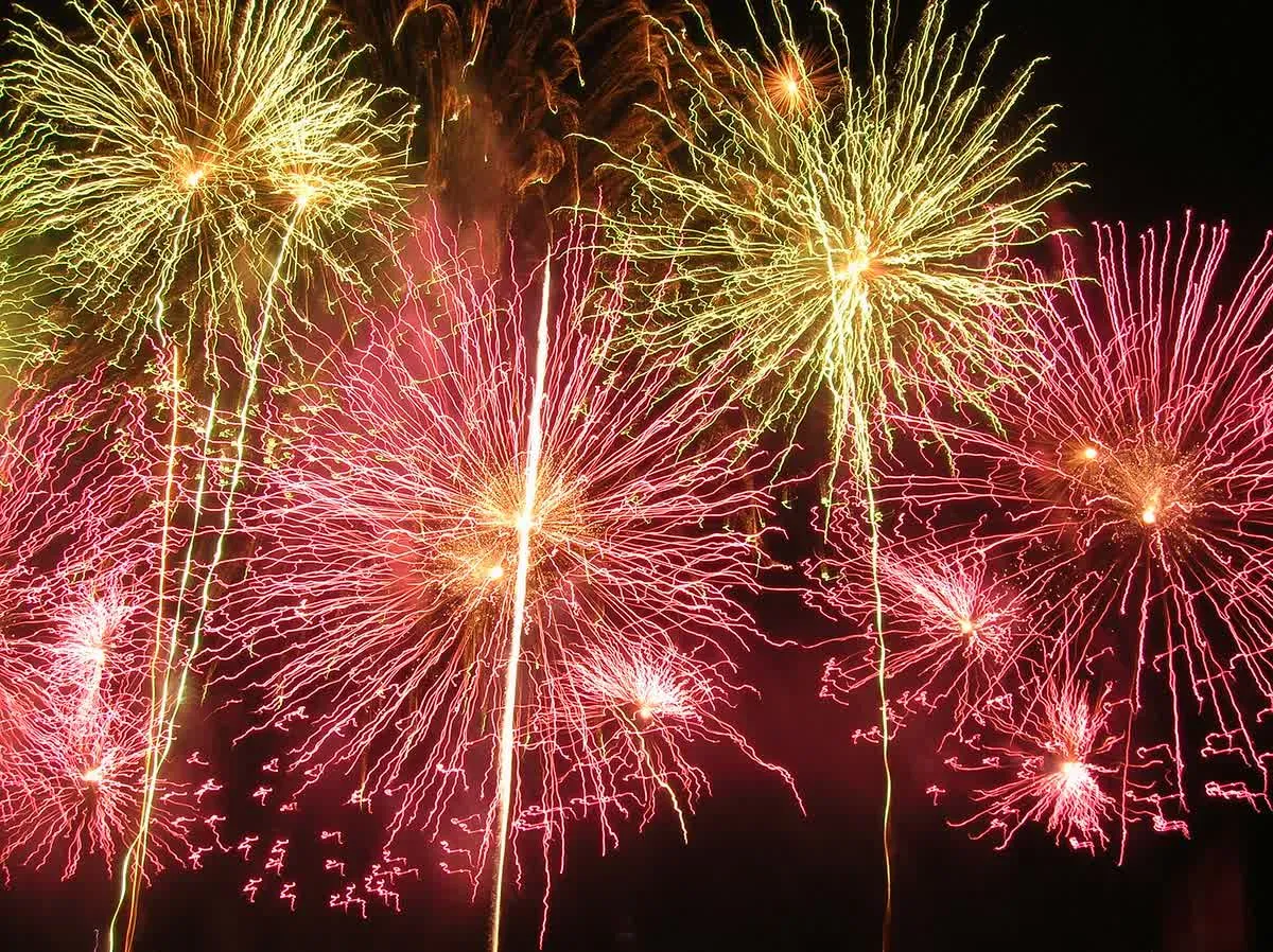 Feu d'artifice au-dessus du lac d'Annecy lors de la Fête du lac