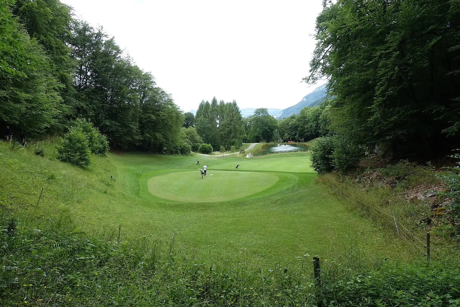 Le parcours du Golf du lac d'Annecy, entre les arbres de la réserve naturelle du Roc de Chère